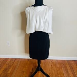 BcbgMaxazria Open Back Halter Mini Dress Silk White Black Size 2